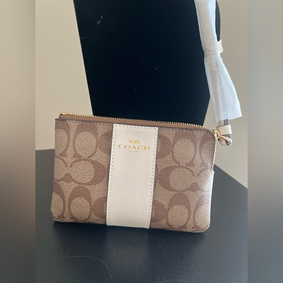 Coach Handbags - Coach Brown/chalk and White Signature wristlet